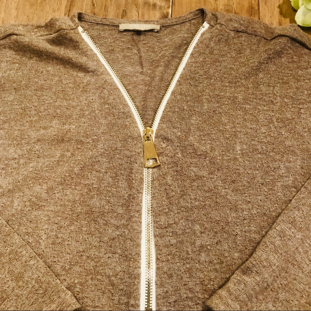 Joan Vass Textured Tunic with Gold Zipper